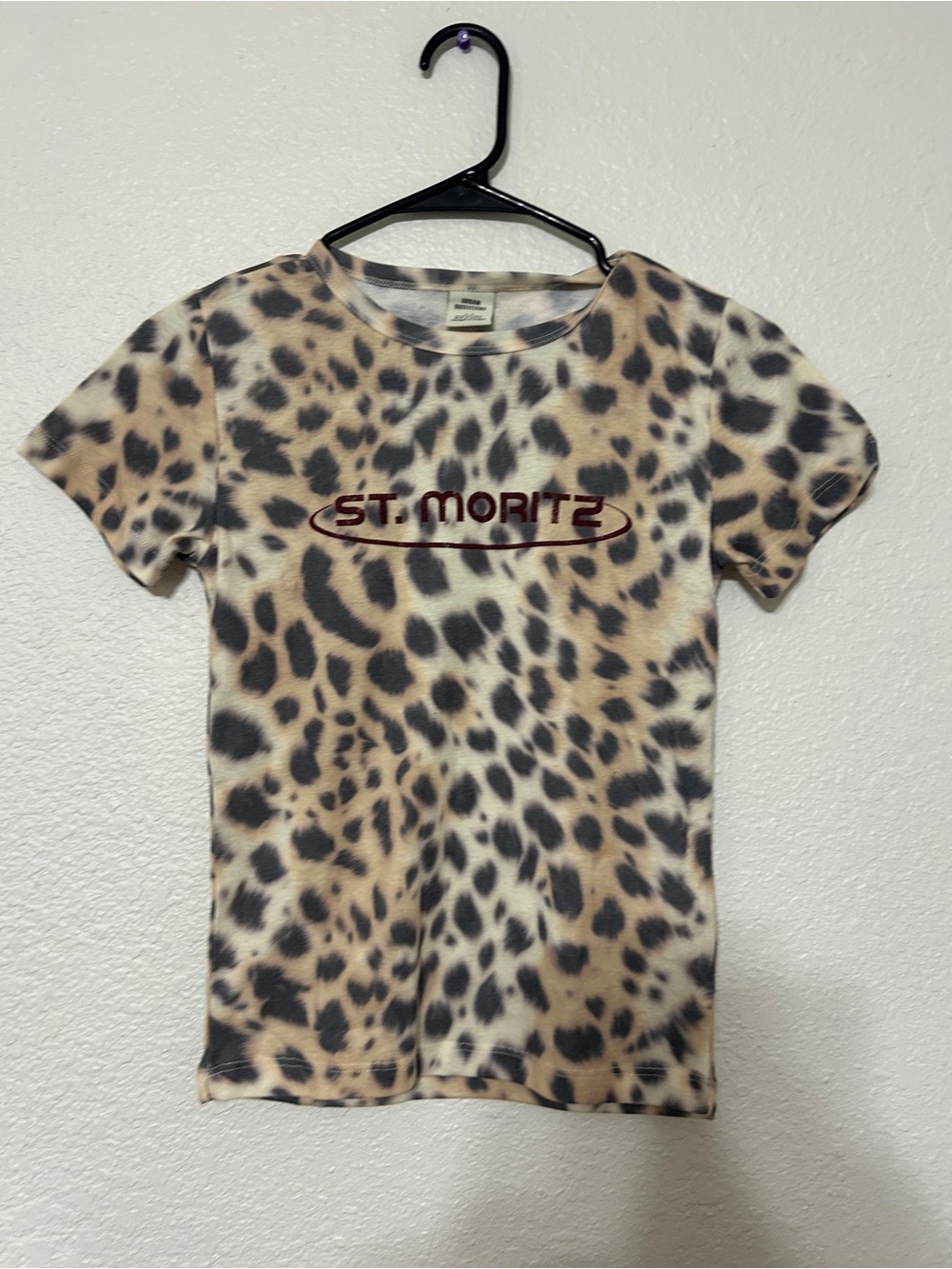 Beige Leopard Short Sleeve Tee with Black Spots - Picture 2 of 4